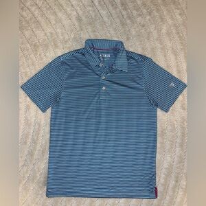 Stripe Pattern Polo Shirt - Blue and White